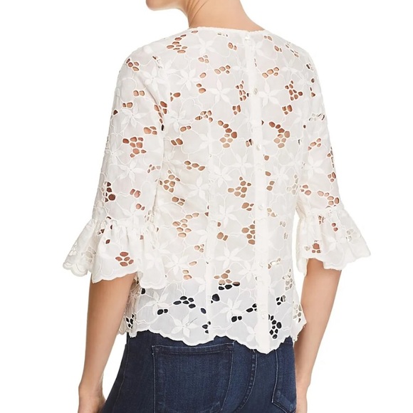 Rebecca Taylor Adriana Floral Eyelet Button-Back Top Size 0 - Picture 3 of 7